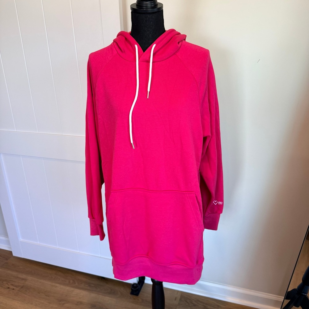 The Warmy Embroidered Mom Pink Fleece Lined Hoodie Tunic XL Womens Sweatshirt